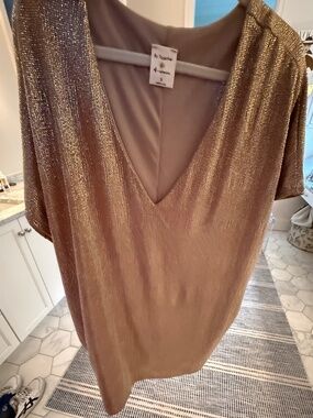By Together Rose Gold Metallic Shimmer Tunic Top Size Small